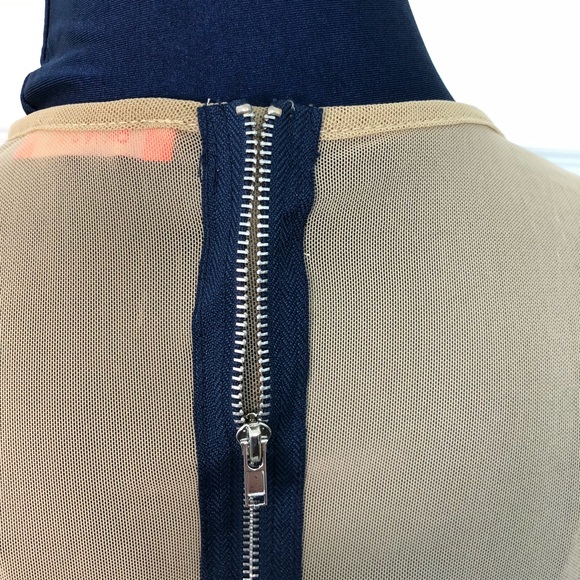 Navy Blue Swimsuit with  Long sleeve mesh coverup. - Picture 7 of 8